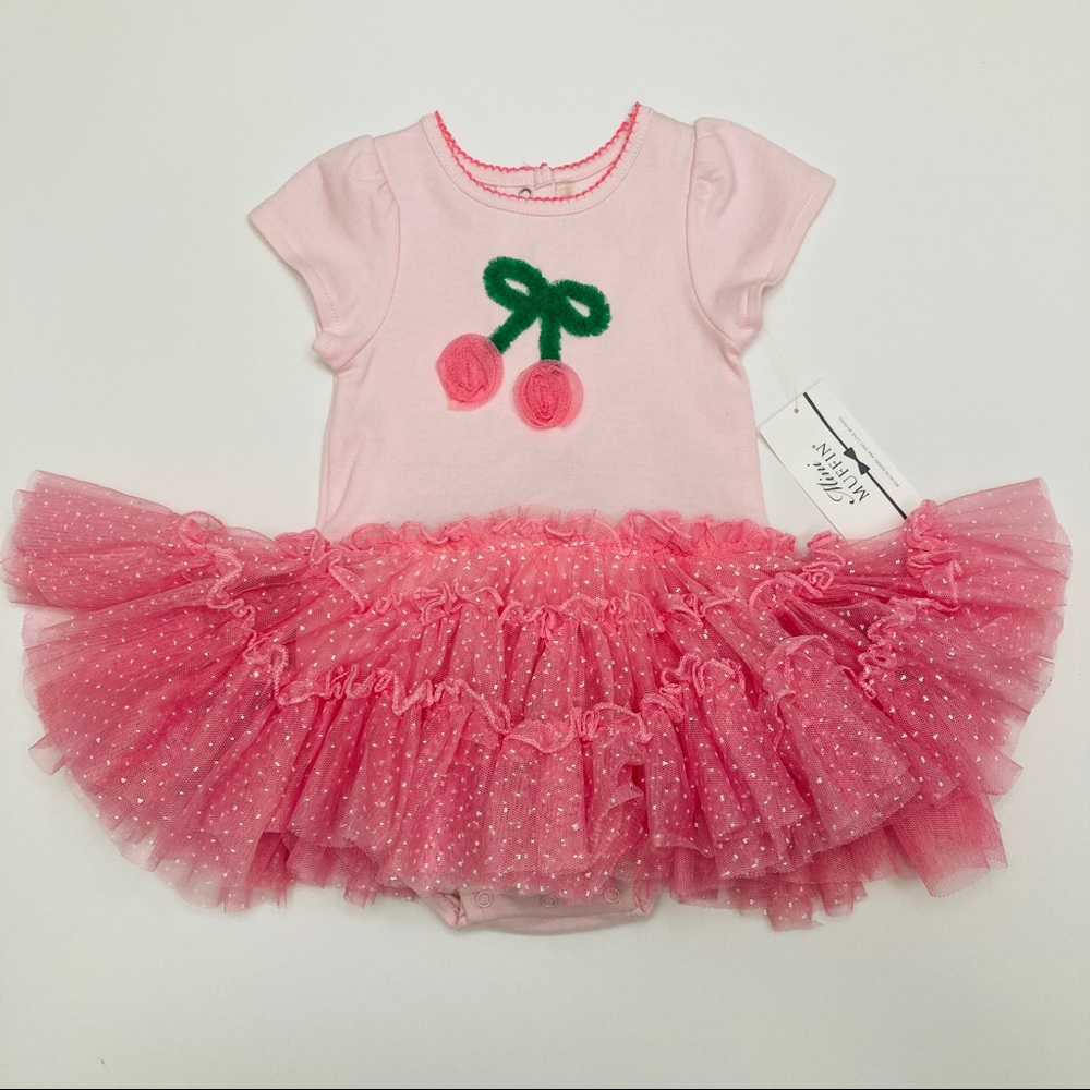 Baby Girl Cherry Pink Tutu Bodysuit Dress